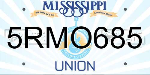 5RMO685 Mississippi License Plate