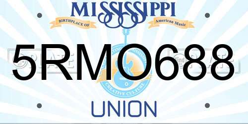 5RMO688 Mississippi License Plate
