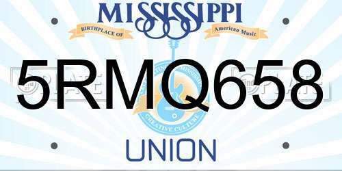 5RMQ658 Mississippi License Plate