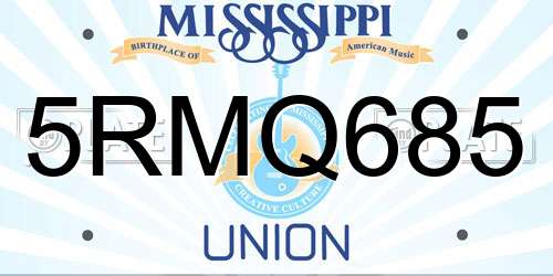 5RMQ685 Mississippi License Plate