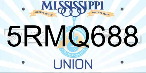 5RMQ688 Mississippi License Plate