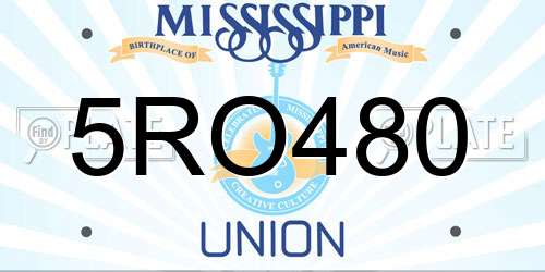 5RO480 Mississippi License Plate