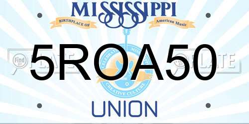 5ROA50 Mississippi License Plate