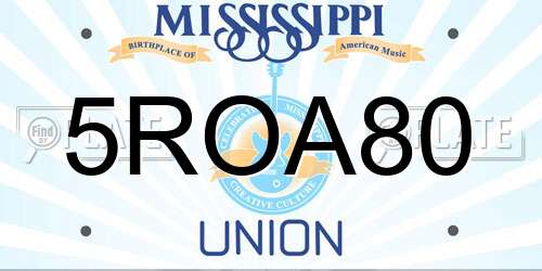 5ROA80 Mississippi License Plate