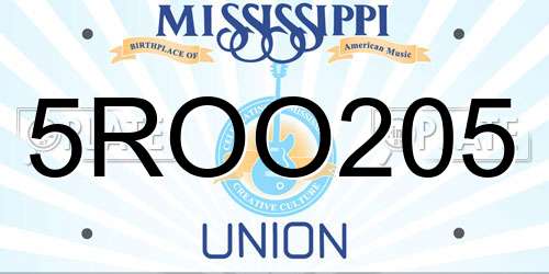 5ROO205 Mississippi License Plate