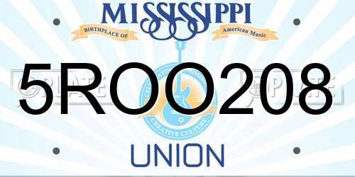 5ROO208 Mississippi License Plate