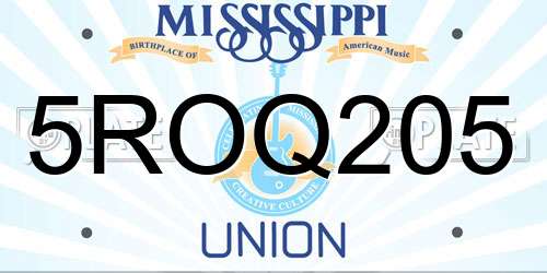 5ROQ205 Mississippi License Plate