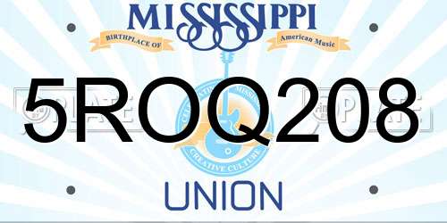 5ROQ208 Mississippi License Plate
