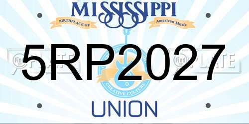 5RP2027 Mississippi License Plate