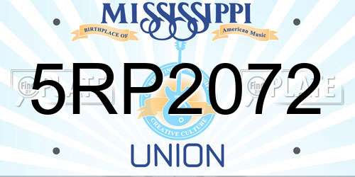 5RP2072 Mississippi License Plate