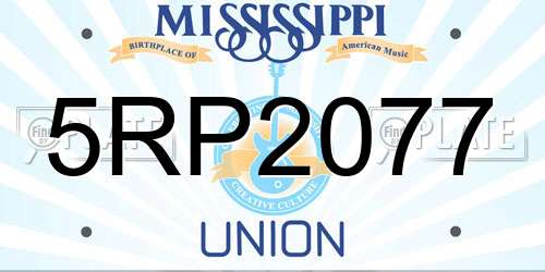 5RP2077 Mississippi License Plate