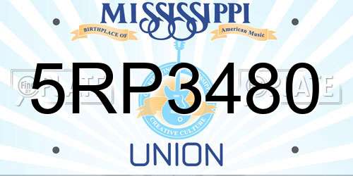 5RP3480 Mississippi License Plate