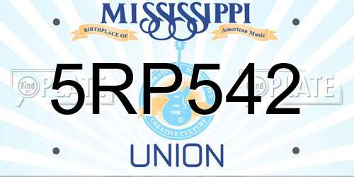 5RP542 Mississippi License Plate
