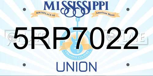 5RP7022 Mississippi License Plate