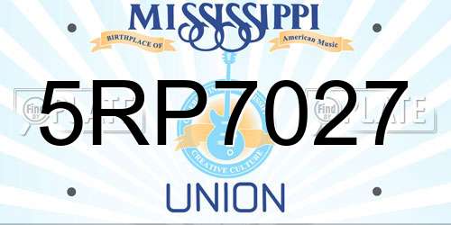 5RP7027 Mississippi License Plate