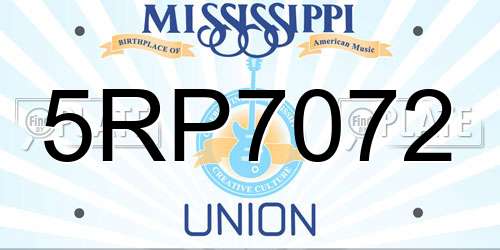 5RP7072 Mississippi License Plate