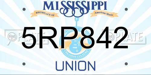 5RP842 Mississippi License Plate