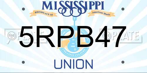 5RPB47 Mississippi License Plate