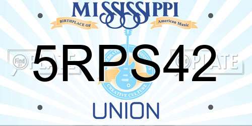 5RPS42 Mississippi License Plate