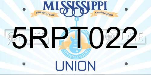 5RPT022 Mississippi License Plate