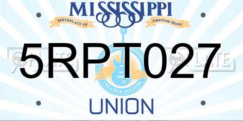 5RPT027 Mississippi License Plate