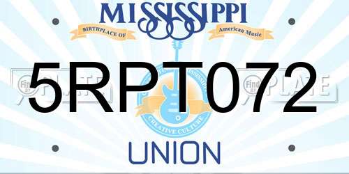5RPT072 Mississippi License Plate