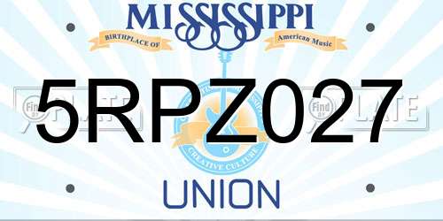 5RPZ027 Mississippi License Plate