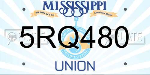 5RQ480 Mississippi License Plate