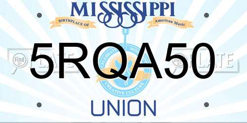 5RQA50 Mississippi License Plate