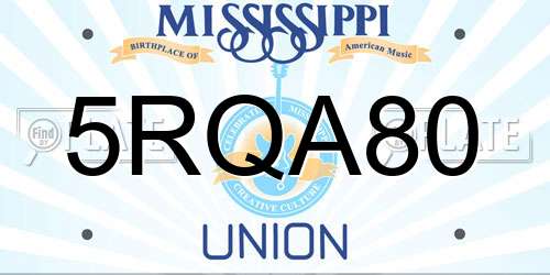 5RQA80 Mississippi License Plate