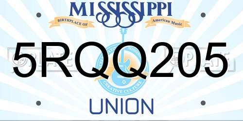 5RQQ205 Mississippi License Plate