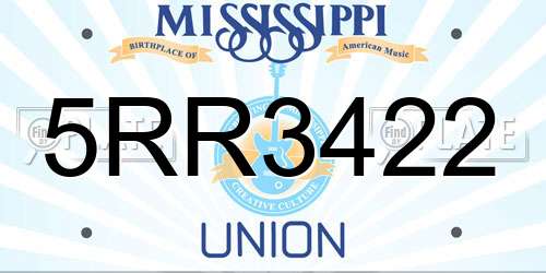 5RR3422 Mississippi License Plate