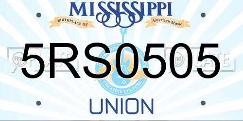 5RS0505 Mississippi License Plate