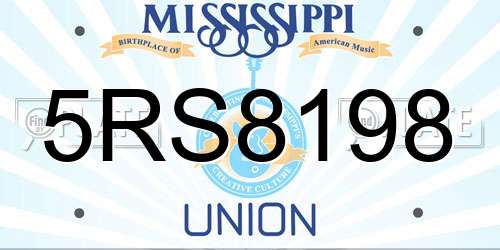 5RS8198 Mississippi License Plate