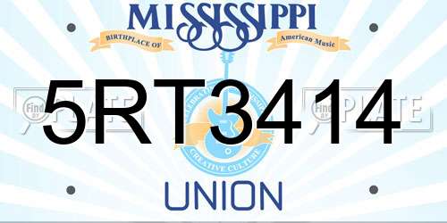 5RT3414 Mississippi License Plate