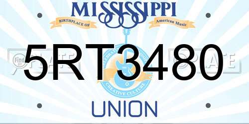 5RT3480 Mississippi License Plate
