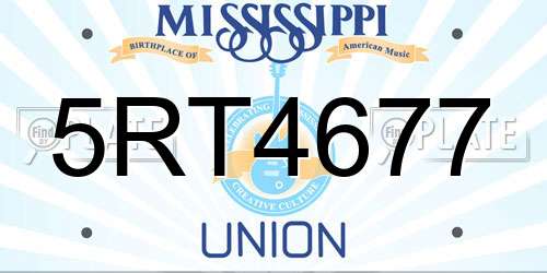 5RT4677 Mississippi License Plate