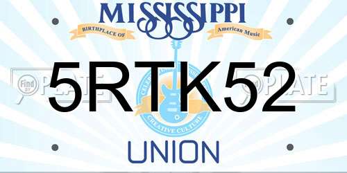 5RTK52 Mississippi License Plate