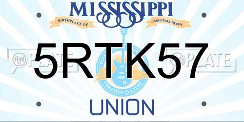 5RTK57 Mississippi License Plate