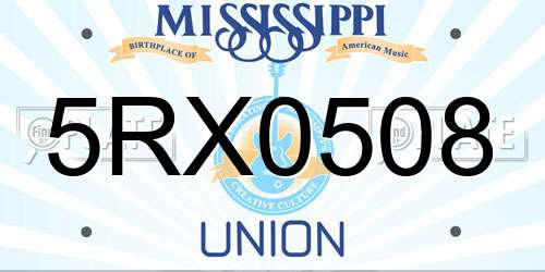 5RX0508 Mississippi License Plate