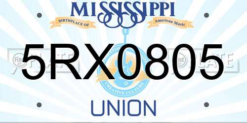 5RX0805 Mississippi License Plate