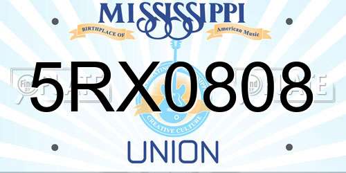 5RX0808 Mississippi License Plate