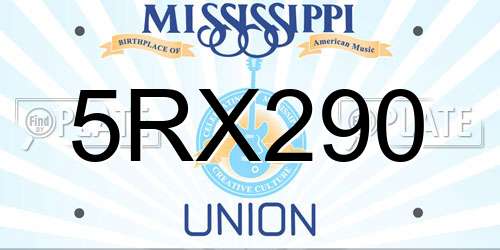 5RX290 Mississippi License Plate