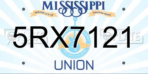5RX7121 Mississippi License Plate