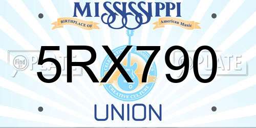 5RX790 Mississippi License Plate