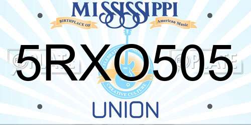 5RXO505 Mississippi License Plate