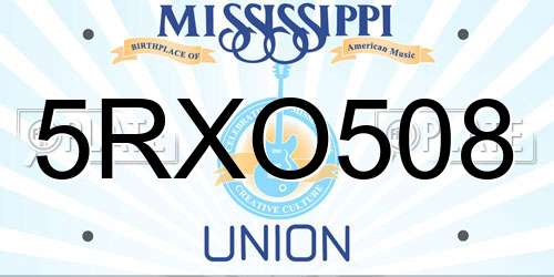 5RXO508 Mississippi License Plate