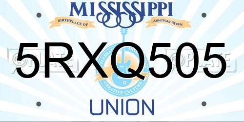 5RXQ505 Mississippi License Plate