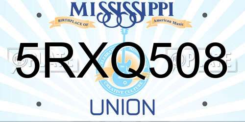5RXQ508 Mississippi License Plate