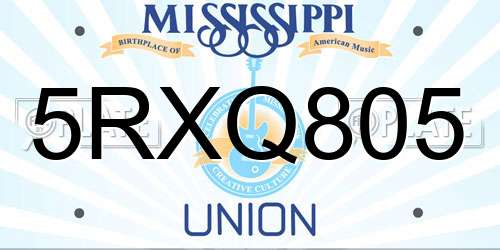 5RXQ805 Mississippi License Plate